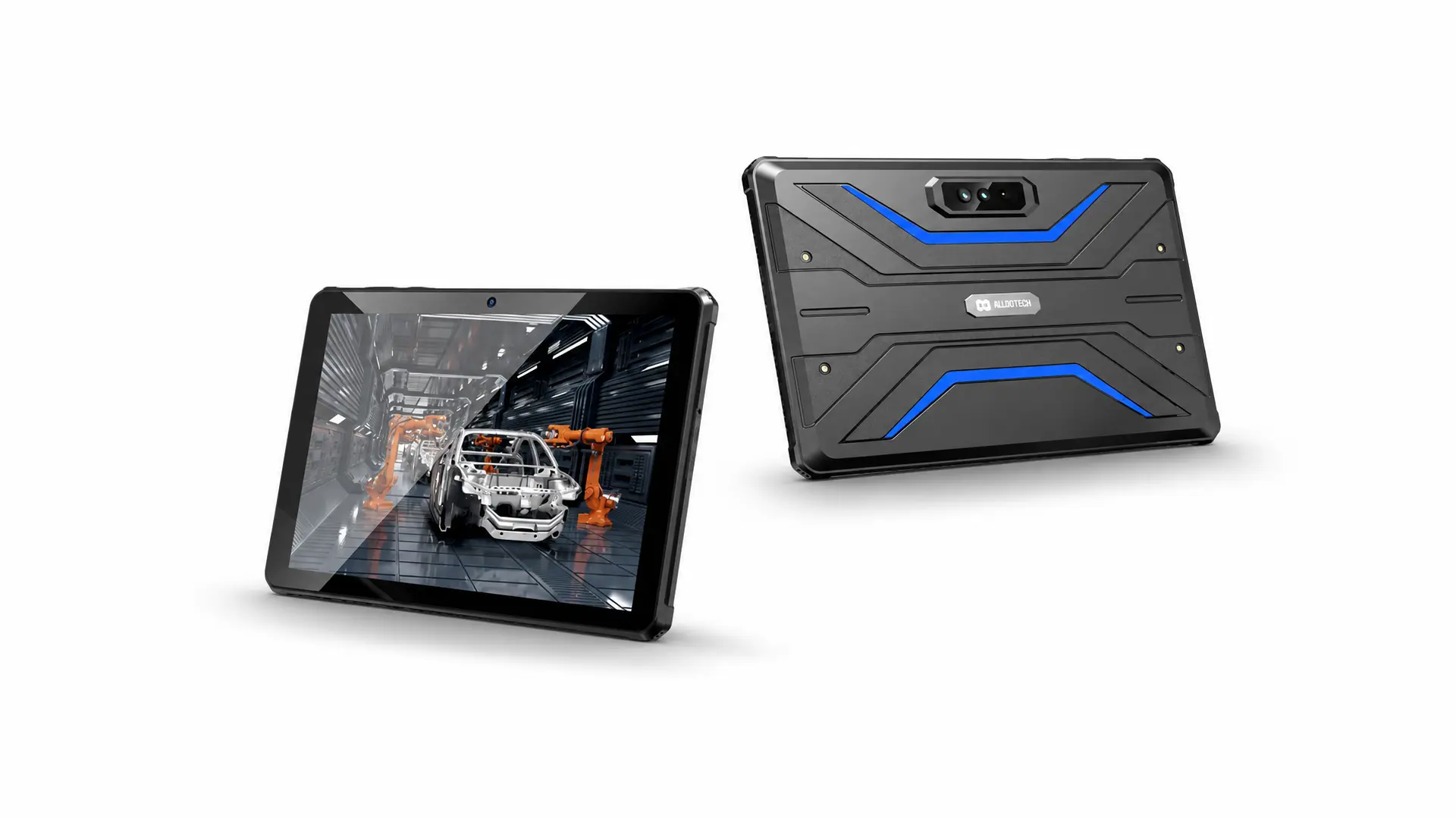 ALLDOTECH ATR10AT 10-inch Rugged Android Tablet Front and Rear View