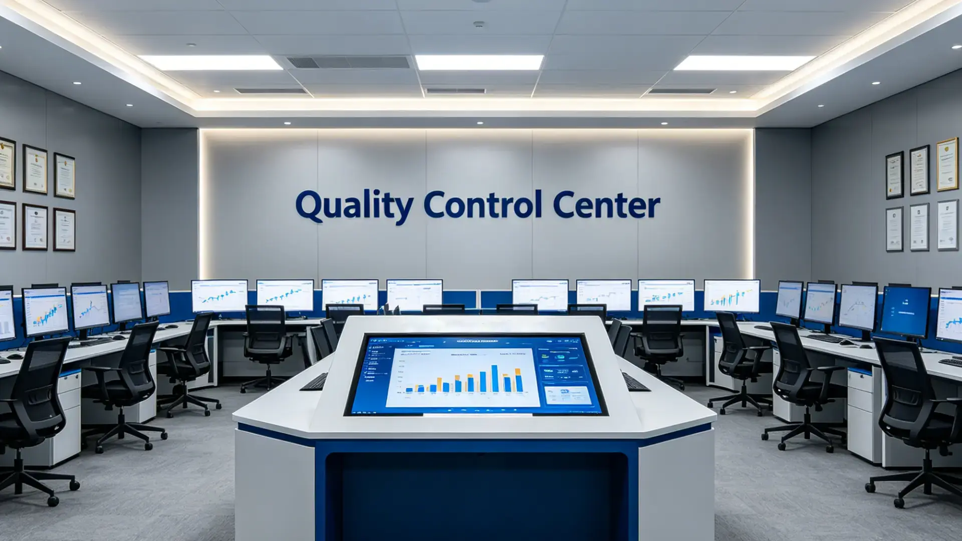 Quality control center. Ensures standardized product quality inspection processes and traceable data.