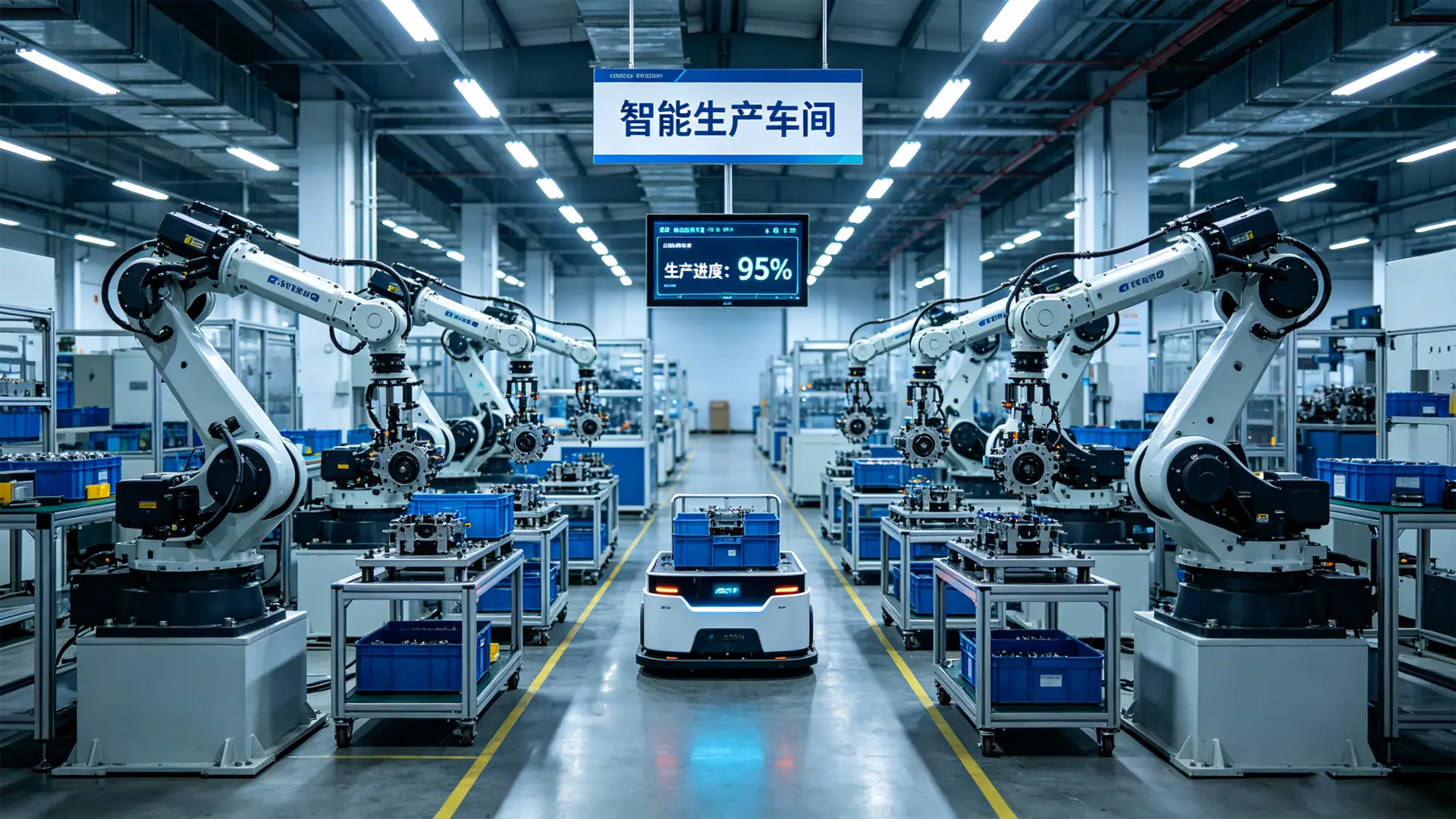 智能生产车间，实时采集生产数据，实现生产过程可视化管理。